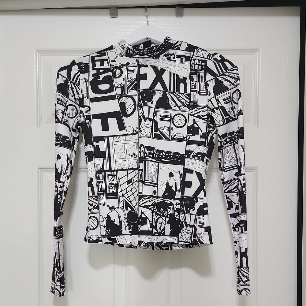 Graphic Black and White Women's Top